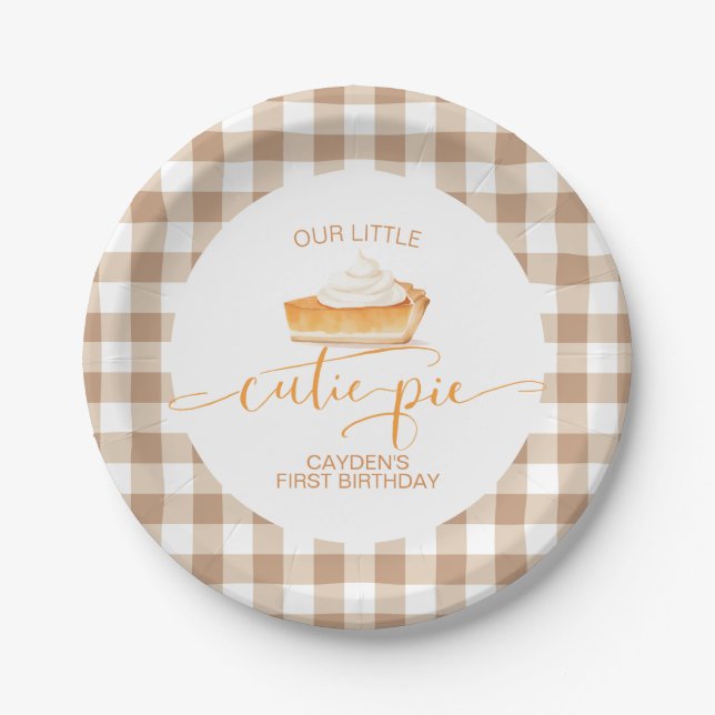 Assiettes En Carton Cutie Pie citrouille pie Chute plaid Premier anniv (Devant)