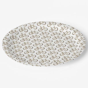 Assiettes En Carton Cycliste de recyclage d'or de vélo de bicyclette