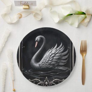 Assiettes En Carton Cygne Éternel de l'Amour, Forever Commence Ici.