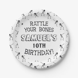 Assiettes En Carton Dabbing Skeleton Halloween Joyeuse fête d'annivers