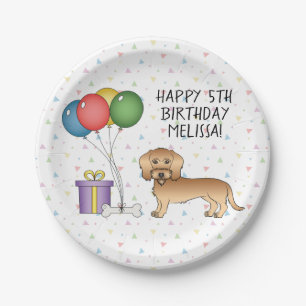 Assiettes En Carton Dachshund à poil dur blé Canin mignon - Anniversai