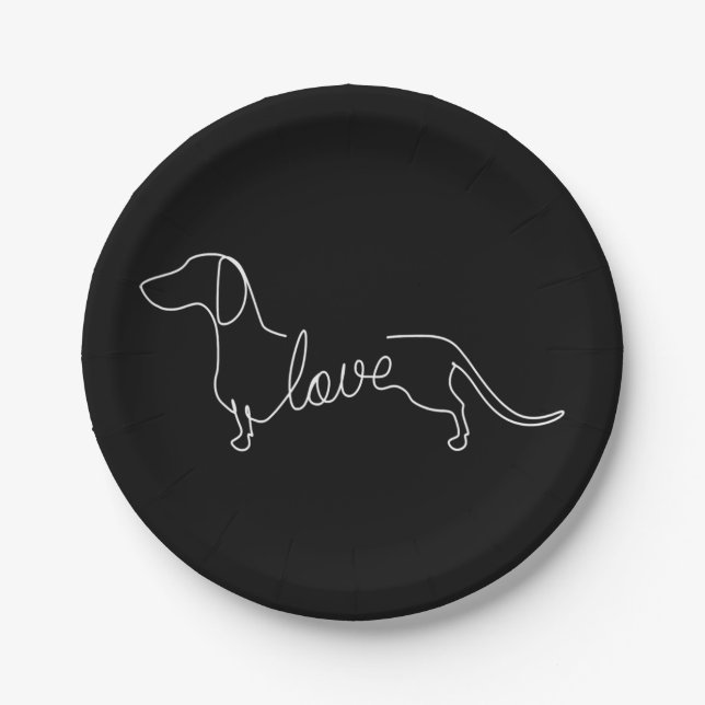 Assiettes En Carton Dachshund Chiweenie Wiener Dog Log Sketch (Devant)