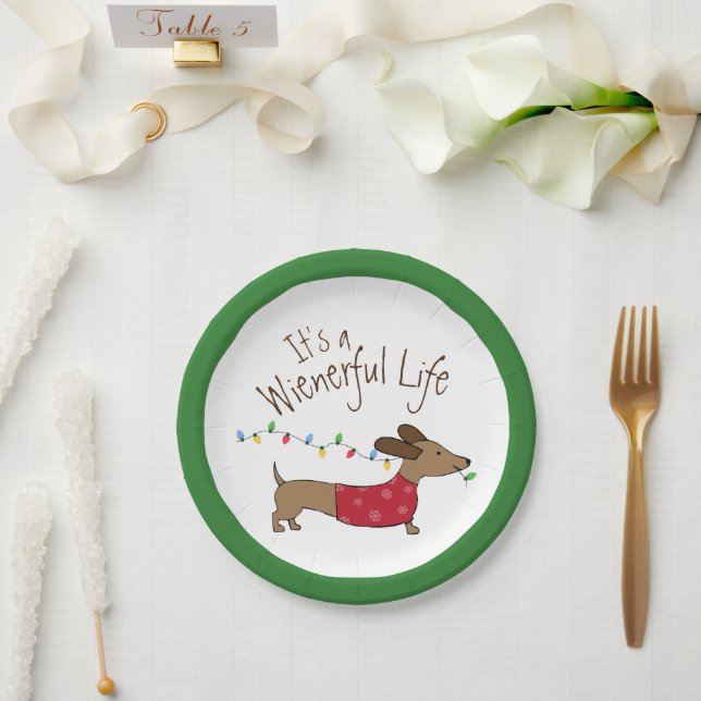 Assiettes En Carton Dachshund Dessert de Noël Plaques jetables (Mariage)