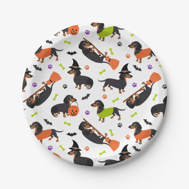 Assiettes En Carton Dachshund Halloween (Devant)