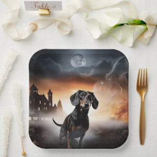 Assiettes En Carton Dachshund Halloween effroi