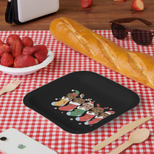 Assiettes En Carton Dachshund Maman Noël Amoureux des chiens cadeau No
