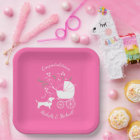 Dachshund Wiener Chien Baby shower fille rose
