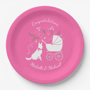 Assiettes En Carton Dachshund Wiener Dog Baby shower fille rose