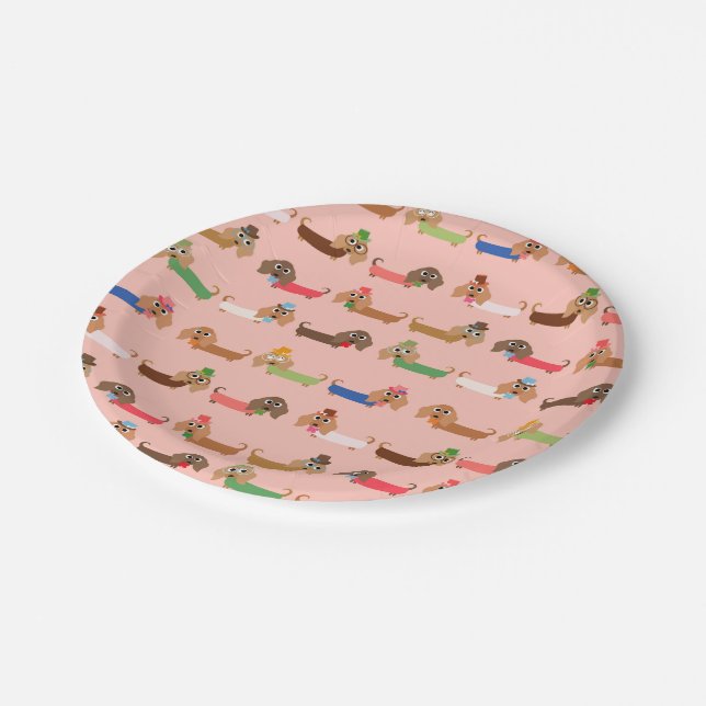Assiettes En Carton Dachshunds amusants (Angle)