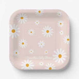 Assiettes En Carton Daisy Baby en fleur Boho Girl Baby shower