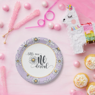 Assiettes En Carton Daisy Birthday Plate - Little Miss ONEderful - Pur