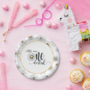 Assiettes En Carton Daisy Birthday Plate - Little Miss ONEderful - Wh