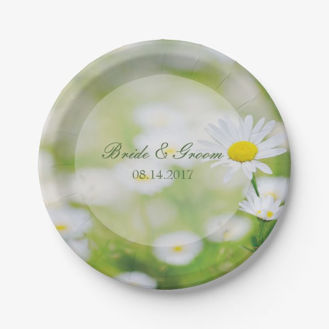 Assiettes En Carton Daisy Daisies Fleur Floral Mariage d'été (Devant)