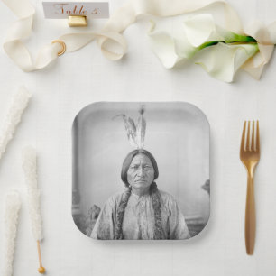 Assiettes En Carton Dakota Leader assis Bull Amérindien