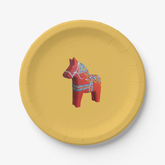 Assiettes En Carton Dala Horse par Julia Papier Plaque (Devant)