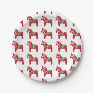 Assiettes En Carton Dala Horse par Julia Persson-Morrill Plaque papier
