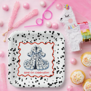 Assiettes En Carton Dalmatie Imprimer Anniversaire   Black and White p