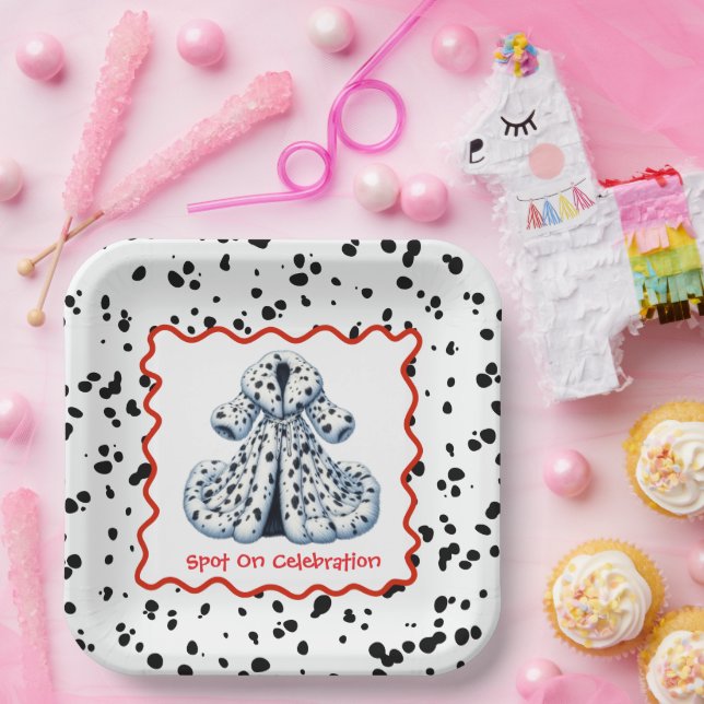 Assiettes En Carton Dalmatie Imprimer Anniversaire | Black and White p (Fête)