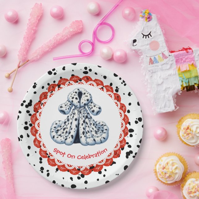 Assiettes En Carton Dalmatie Imprimer Anniversaire | Black and White p (Fête)