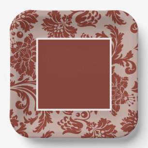 Assiettes En Carton Damas de rouille de cuivre