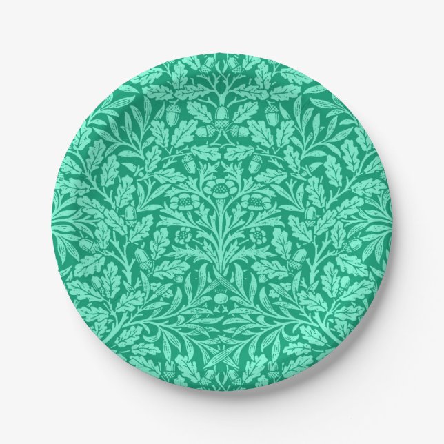 Assiettes En Carton Damas florales, turquoise et aqua Art nouveau (Devant)
