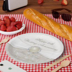 Assiettes En Carton Damask 30e anniversaire Mariage Plaque papier