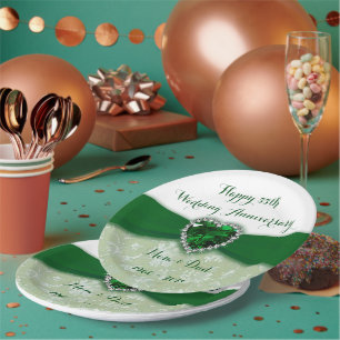 Assiettes En Carton Damask 55e anniversaire Mariage Plaque papier