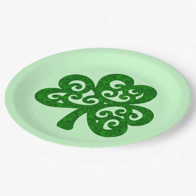 Assiettes En Carton Damask Clover (Angle)
