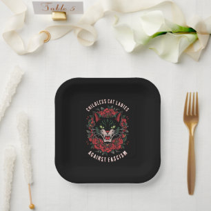 Assiettes En Carton Dames de chat sans enfants contre le fascisme 