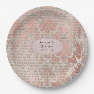 Assiettes En Carton Danask Rose Gold Vintage Chic Mariage