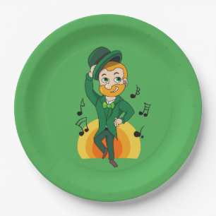 Assiettes En Carton Dancing leprechaun, dessin animé de la Saint Patri