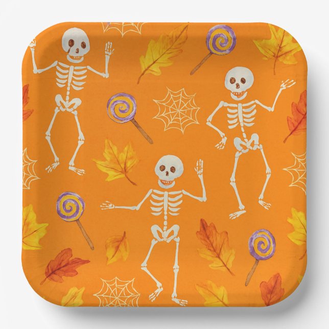 Assiettes En Carton Dancing Skeletons, par Natasha Us (Recto)
