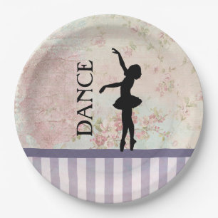 Assiettes En Carton Danse - Ballerina Silhouette sur Arrière - plan Vi