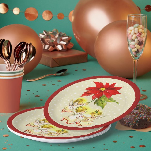 Assiettes En Carton Danse Bébé Anges Plaques de Noël (Multi)