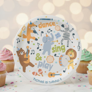 Assiettes En Carton Danse chante et joue anniversaire des enfants
