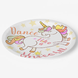 Assiettes En Carton Danse comme une Licorne Amusant et Mignon
