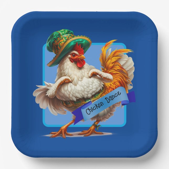 Assiettes En Carton Danse du poulet de l'Oktoberfest (Recto)