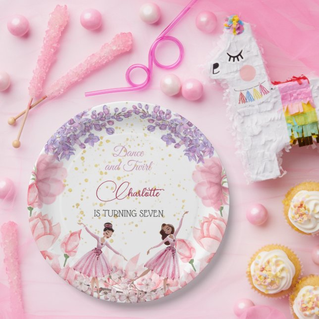 Assiettes En Carton Danse et ballerine tourbillon anniversaire (Fête)
