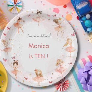 Assiettes En Carton Danse et tournoiement de ballerine mignonne annive