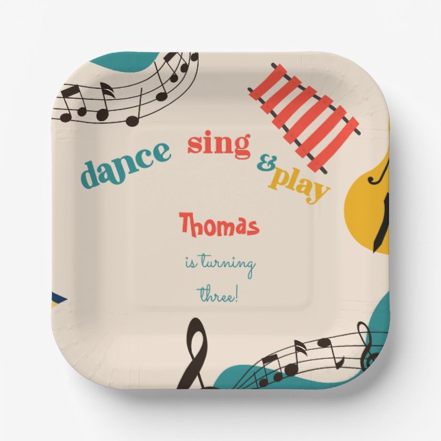 Assiettes En Carton danser musique et jouer anniversaire de enfant (Recto)