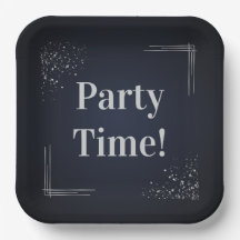 Dark Blue & Silver Birthday Custom Paper Plates