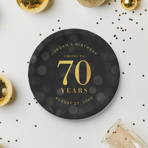 Assiettes En Carton Dark Bokeh Gold salue à 70 ans anniversaire