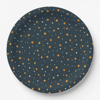 Assiettes En Carton Dark Gold Starry Night Holiday Pattern Plates