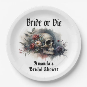 Assiettes En Carton Dark Moody Gothic Bride ou Die Fête des mariées