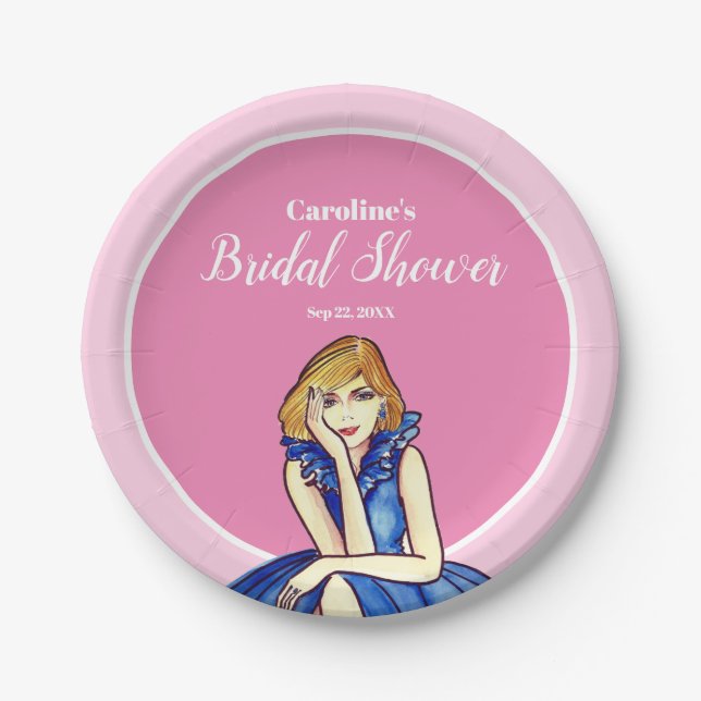 Assiettes En Carton Dark Royal Blue Cocktail Gown Illustration de mode (Devant)