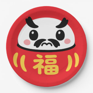 Assiettes En Carton Daruma kawaii japonais