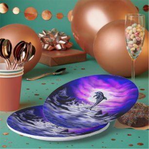 Assiettes En Carton Dauphin clair de lune