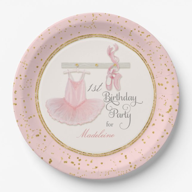 Assiettes En Carton De ballerine de tutu de bébé ?ère fête (Devant)
