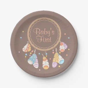 Assiettes En Carton De Dreamcatcher Boho de bébé ęr anniversaire