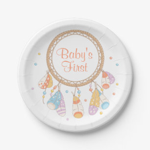 Assiettes En Carton De Dreamcatcher Boho de bébé ęr anniversaire